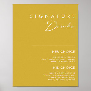 Matig Minimalistisch Gold Signature Drink Sign Poster