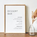 Matig Minimalistisch haakbalkteken voor bruiloft Poster<br><div class="desc">Aangepast ontwerp voor het menu met een dessertbalk met een zwart-wit,  modern,  minimalistisch ontwerp.</div>