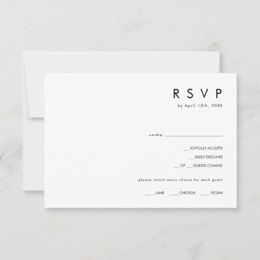 Matig minimalistisch horizontaal menu Keuze RSVP-k (Voorkant)