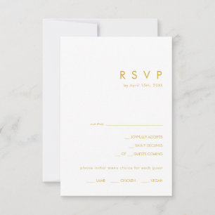Matig Minimalistisch menu Gold Font - Keuze RSVP-k