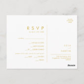 Matig Minimalistisch menu Gold Keuze RSVP-kaart (Achterkant)