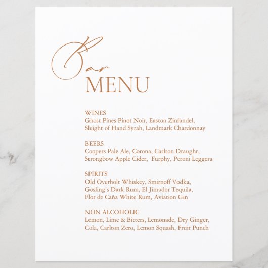 Matig Minimalistisch menu Wisbalk (Voorkant)