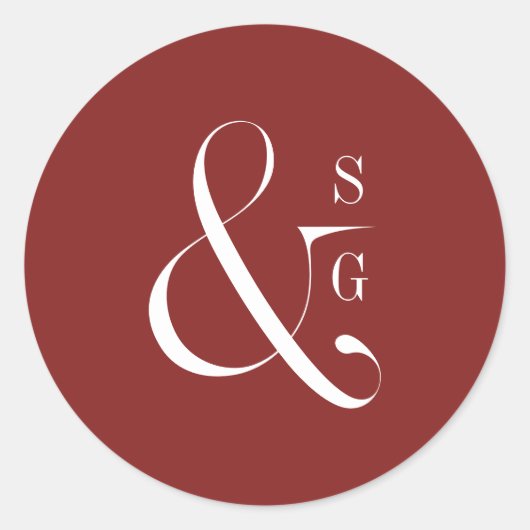 Matig minimalistisch monogram van een echtpaar ronde sticker (Voorkant)