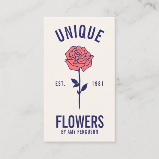 Matig, minimalistisch, trendy blauwe roze roze roz visitekaartje (Voorkant)