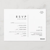 Matig Minimalistisch Zwart Menu Keuze RSVP-Briefka (Achterkant)