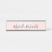 Matig minimalistisch zwart-roze monogram bureau naambordje (Voorkant)
