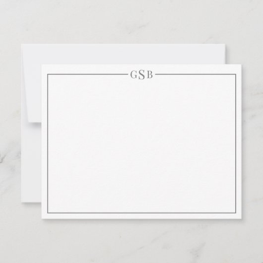 Matig monogram aap grijs Persoonlijk Stationery Nr Notitiekaartje (Voorkant)