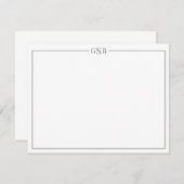 Matig monogram aap grijs Persoonlijk Stationery Nr Notitiekaartje (Voorkant / Achterkant)