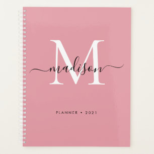 Matig Monogram Blush Dusty Pink Girly Script 2021 Planner