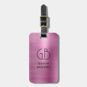 Matig monogram Blush Roze geborsteld meisje Bagagelabel (Voorkant verticaal)