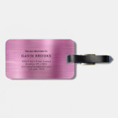 Matig monogram Blush Roze geborsteld meisje Bagagelabel (Achterkant horizontaal)