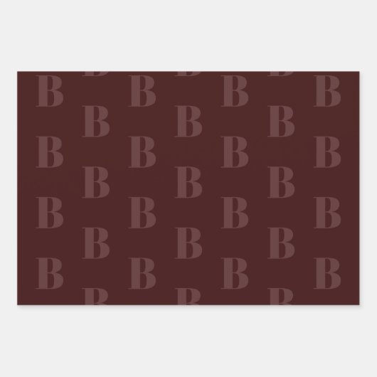 Matig monogram bordeaux monochromatisch patroon inpakpapier vel (Voorkant 2)