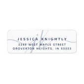 Matig Monogram Initialen Manuscript Navy Blue Mini Etiket (Voorkant)