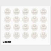 Matig monogram licht boven bruin retouradres ronde sticker (Vel)