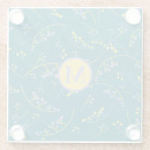 Matig monogram lila geel bessenpatroon glazen onderzetter (Achterkant)