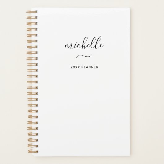 Matig Monogram Manuscript Wit Maandelijks Planner (Voorkant)