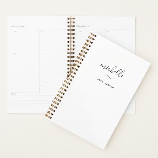 Matig Monogram Manuscript Wit Maandelijks Planner (Display)