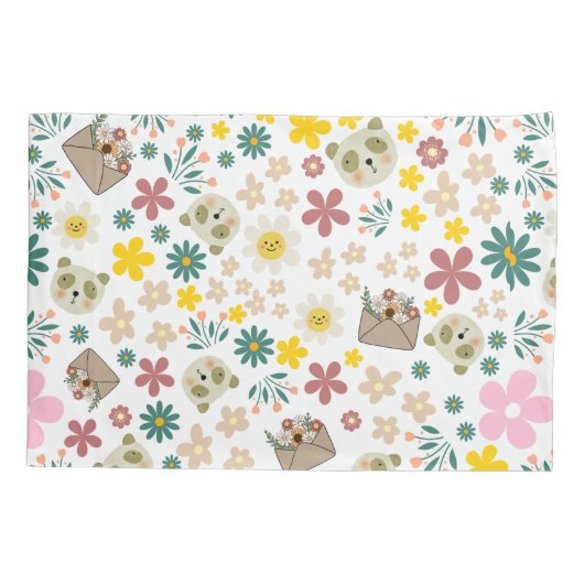 Matig monogram pastel roze roze bloempatroon kussensloop (Achterkant)