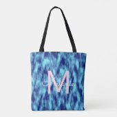 Matig monogram turkooizen blauwe dye tote bag (Achterkant)