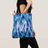 Matig monogram turkooizen blauwe dye tote bag (Dichtbij)