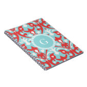 Matig monogram van het rode ikattribaal notitieboek (Rechterzijde)