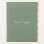 Matig monogram voor groene trendy bloemen met scri planner (Achterkant)