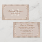 Matig monogram wit quatrefolie met naam visitekaartje (Voorkant / Achterkant)