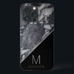 Matig monogram zwart en grijs marmer Case-Mate iPhone case<br><div class="desc">Moderne zwarte en grijze monogram van de Steen en gepersonaliseerde de Nota van het douane Initiaal. Maakt een modern en stijlvol geschenk voor familieleden,  echtgenoot,  vrouw,  vrienden en nog veel meer. Persoonlijke telefoontas! ~ Bekijk mijn winkel het hele collectie met dit ontwerp!</div>