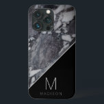 Matig monogram zwart en grijs marmer Case-Mate iPhone case<br><div class="desc">Moderne zwarte en grijze monogram van de Steen en gepersonaliseerde de Nota van het douane Initiaal. Maakt een modern en stijlvol geschenk voor familieleden,  echtgenoot,  vrouw,  vrienden en nog veel meer. Persoonlijke telefoontas! ~ Bekijk mijn winkel het hele collectie met dit ontwerp!</div>