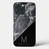 Matig monogram zwart en grijs marmer Case-Mate iPhone case (Achterkant)