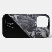 Matig monogram zwart en grijs marmer Case-Mate iPhone case (Achterkant (horizontaal))