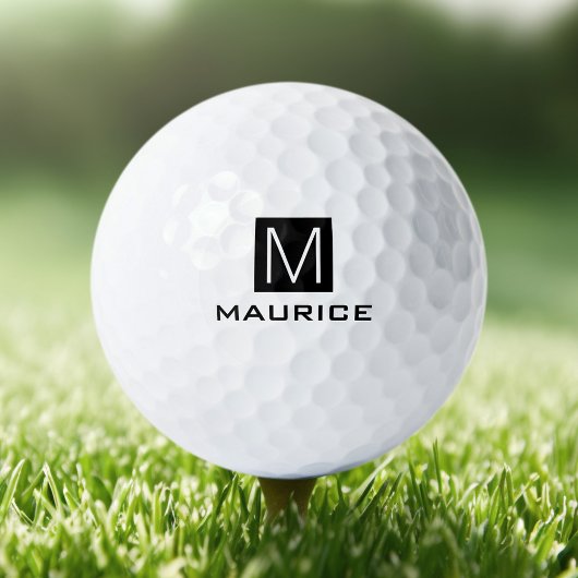Matig monogram zwart vierkant golfballen