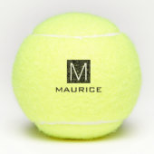 Matig monogram zwart vierkant tennisballen (Voorkant)