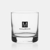 Matig monogram zwart vierkant whisky glas (Voorkant)