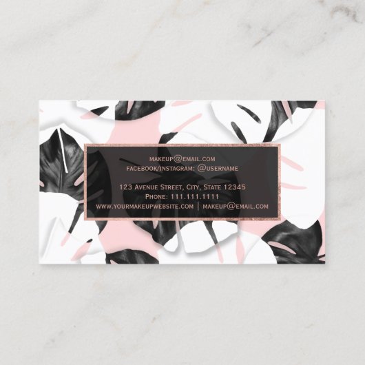 Matig monsterzwart wit roze goudmake-up visitekaartje (Achterkant)