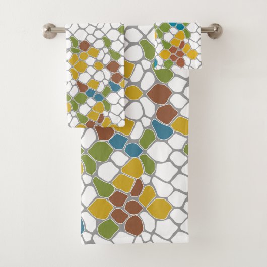 Matig, mosterdgeel, blauwgroen, groen, wit bad handdoek (Insitu)