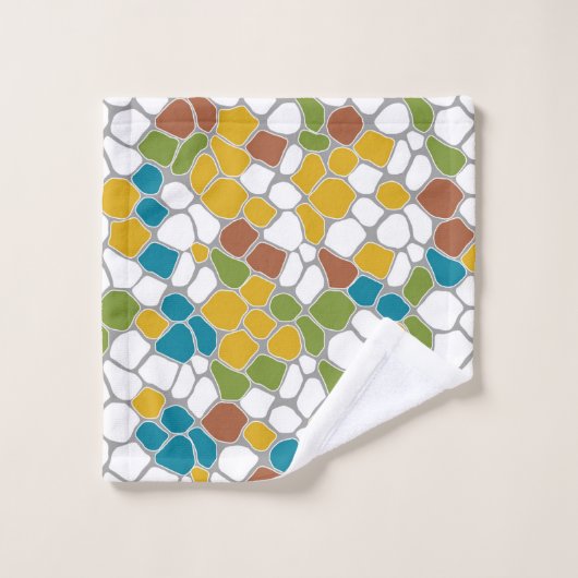 Matig, mosterdgeel, blauwgroen, groen, wit bad handdoek (Wasdoekje)