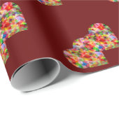 Matig mozaïekhart donkerrood cadeaupapier (Rol Hoek)