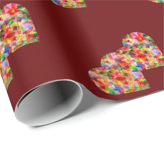 Matig mozaïekhart donkerrood cadeaupapier (Rol Hoek)