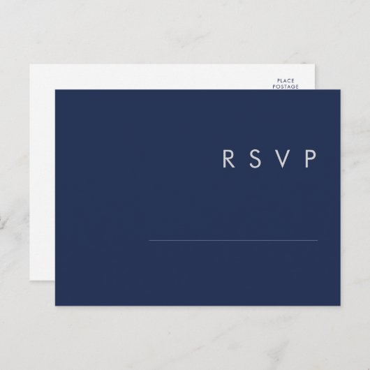 Matig Navy Blue Silver Menu Keuze RSVP-Briefkaart (Voorkant / Achterkant)