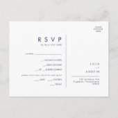 Matig Navy Blue Silver Menu Keuze RSVP-Briefkaart (Achterkant)