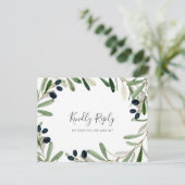 Matig Olive Branch Menu Keuze RSVP-Briefkaart (Staand voorkant)