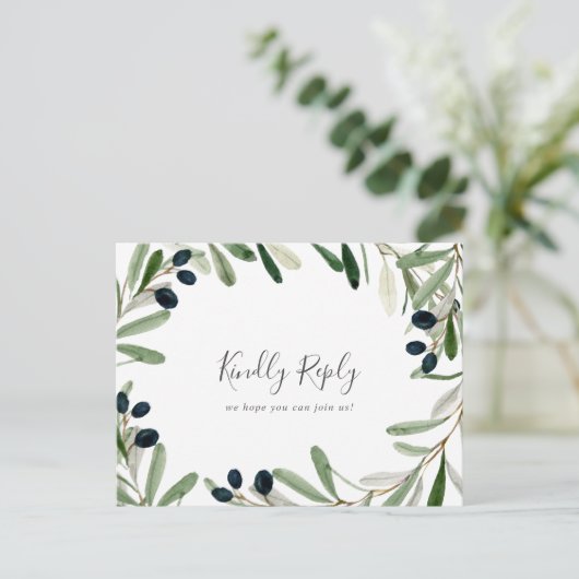 Matig Olive Branch Menu Keuze RSVP-Briefkaart (Staand voorkant)