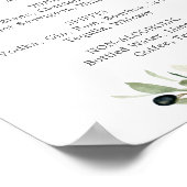 Matig Olive Branch Wedding Drinken Menu Sign Poster (Hoek)