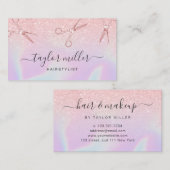 Matig ombre roos goudholografisch kapster visitekaartje (Voorkant / Achterkant)