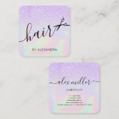 Matig ombre violet holografisch kapster vierkante visitekaartje (Voorkant / Achterkant)