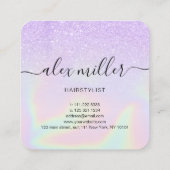 Matig ombre violet holografisch kapster vierkante visitekaartje (Achterkant)