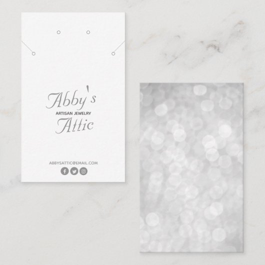 Matig oorspen en Ketting juwelen beeldscherm wit Visitekaartje (Voorkant / Achterkant)