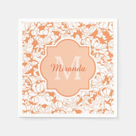 Matig Oranje bloemenmeisje met naam Servetten (Voorkant)