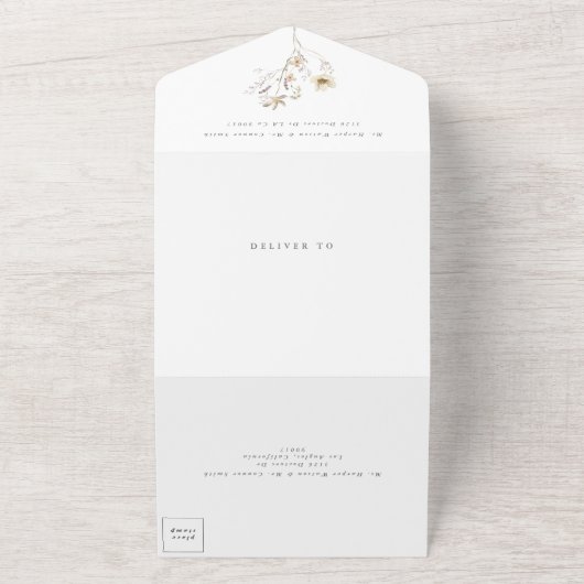 Matig overvloedig gedroogd wild Pampas Wedding All In One Uitnodiging (Buitenkant)